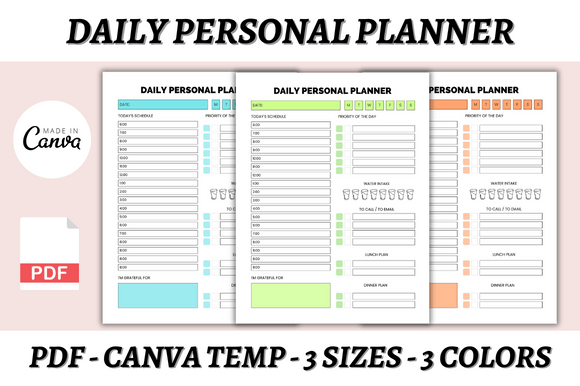 Download Daily Personal Planner Canva Template - Daily personal planner Collection