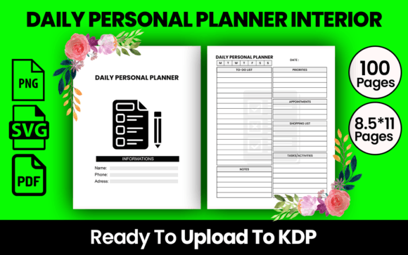 Download DAILY PERSONAL PLANNER KDP INTERIOR - Daily personal planner Collection