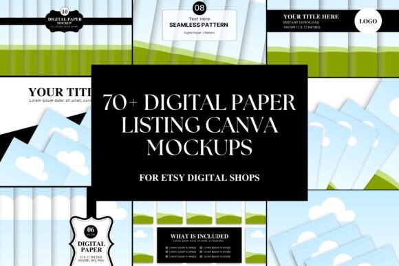 Download Etsy Digital Paper Mockup Canva Template - Paper mockup Collection