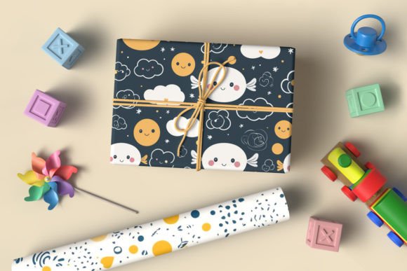 Download Adorable Baby Gift Wrap Paper Mockup - Paper mockup Collection